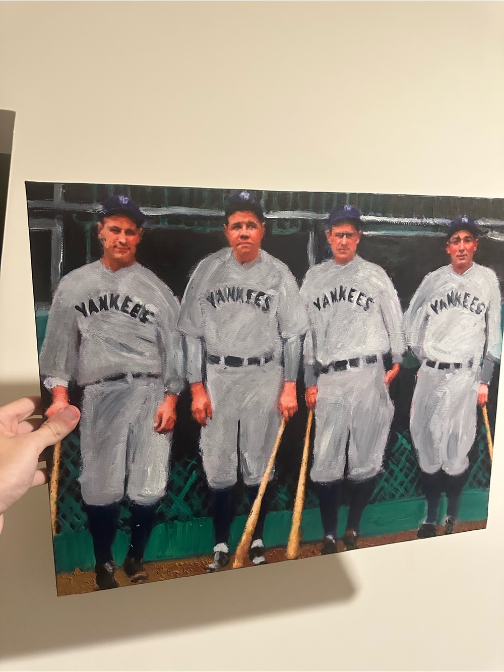 Babe Ruth Lou Gehrig Tony Lazzari painting 16x20 Baseball murderers row